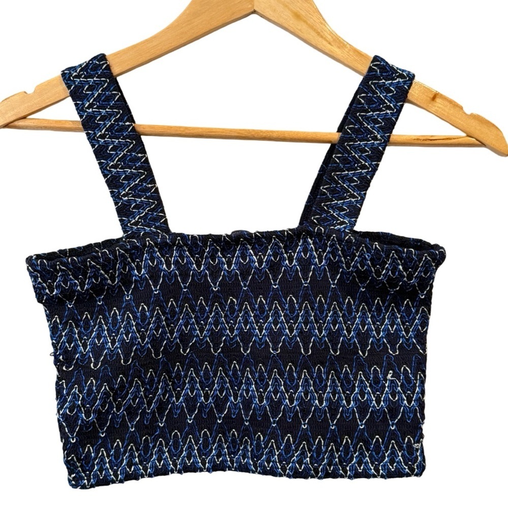 Zara Trafuluc Smocked Blus Zigzag Patterned Women's crop top Size s